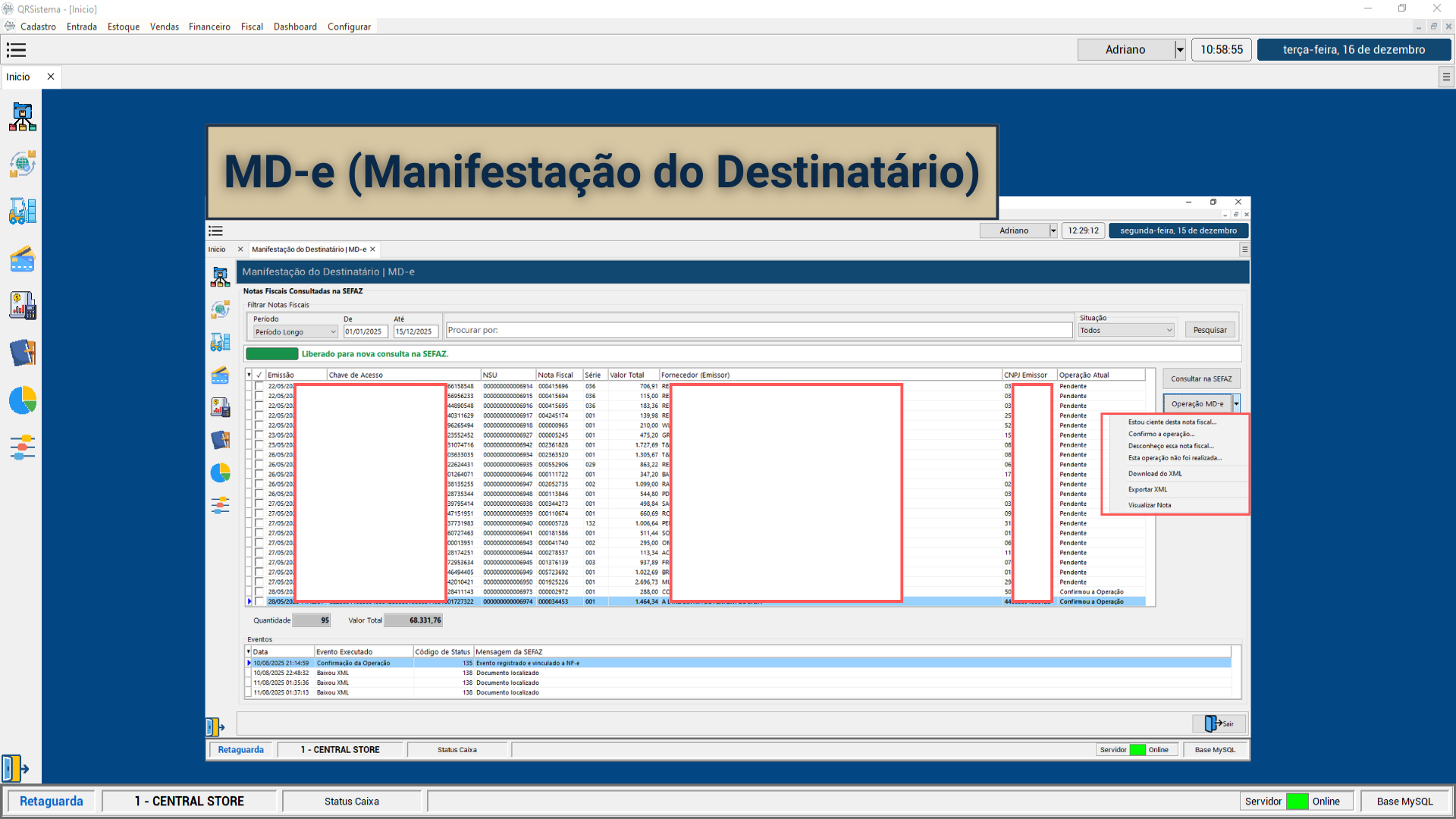 Manifestação do Destinatário (MD-e)